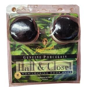 Gainsborough Genuine Porcelain Door Knobs Hall & Closet, Ebony, Non-Locking NEW
